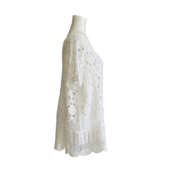 Roamans Top Sweater White French Crochet Short Sleeve Cotton Top Plus 18/20 NEW - Picture 6 of 13
